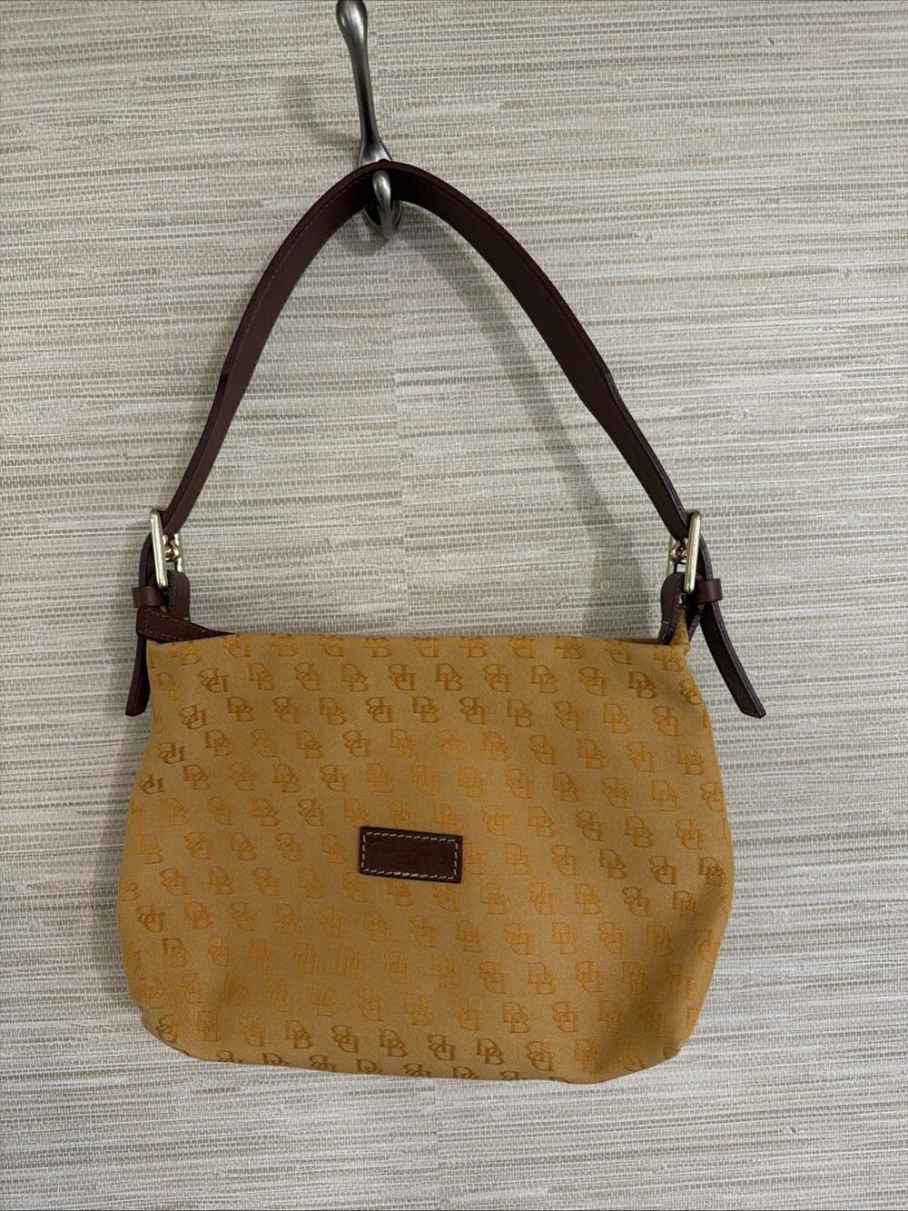 Dooney & Bourke Mustard and Brown Canvas bag